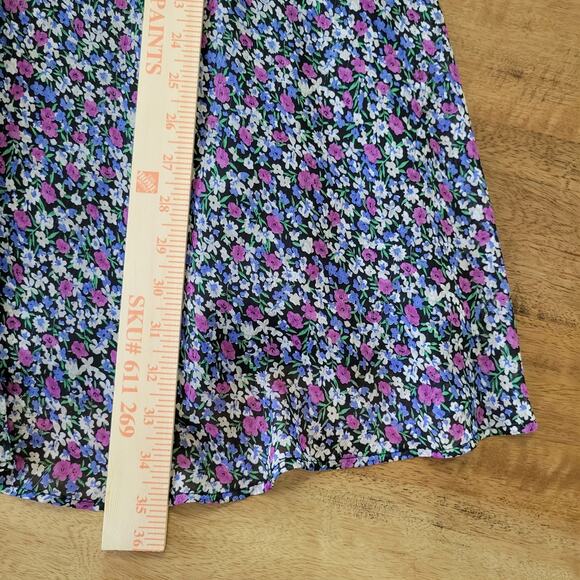 Sam Edelman Floral Dress Womens Sz 8 Black Pink Bell Sleeve Cottage BOHO - Picture 13 of 13